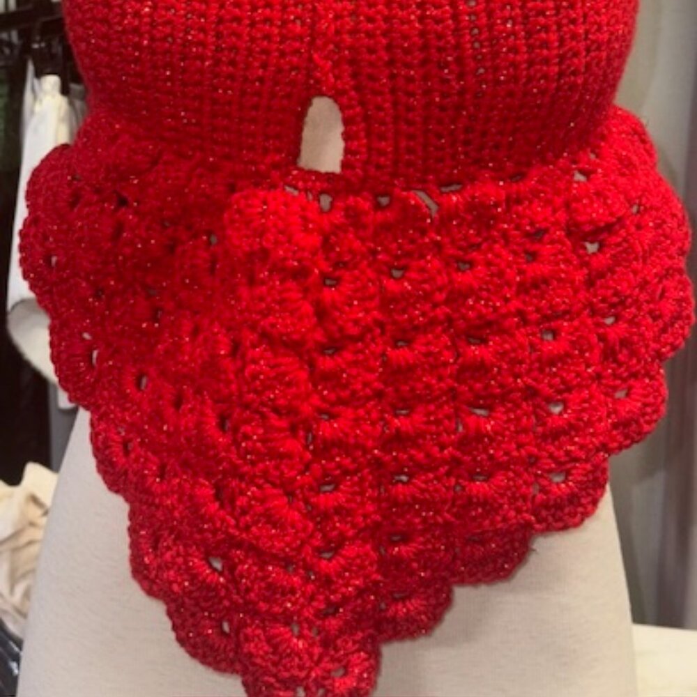 Red Crocheted Halter Top - Picture 2 of 4
